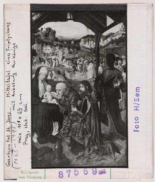 Geertgen tot St. Jans: Mitteltafel des Triptychons mit Anbetung der Könige. Prag, Nationalgalerie