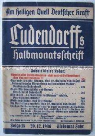 Völkisch-nationalistische Zeitschrift von General Ludendorff mit einem Beitrag zum Spanischen Bürgerkrieg