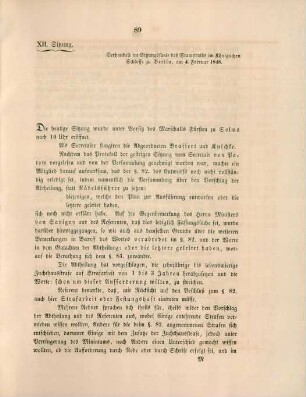 XII. Sitzung. Verhandelt ... zu Berlin, am 4. Februar 1848