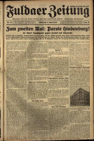 Erste Ausgabe vom Mittwoch, den 06. April 1932.