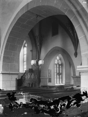 Kohren-Sahlis. Stadtkirche Sankt Gangolf. Inneres mit Kanzel