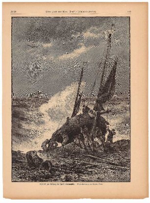 Abfahrt zur Rettung in Yport (Normandie), Originalzeichnung von Theodor Weber