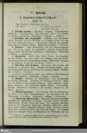 VI. Unterricht
