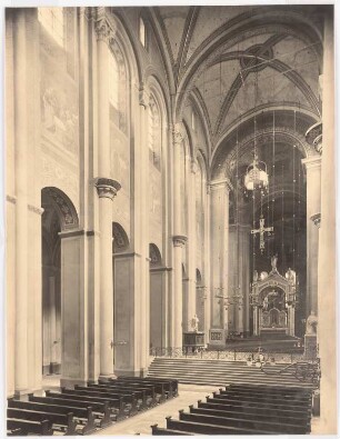 Dom, Speyer: Perspektivische Ansicht des Innenraums: Hauptschiff und Vierung mit Ziborium