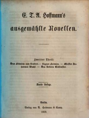 E. T. A. Hoffmann's ausgewählte Novellen, 2