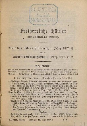 Gothaisches genealogisches Taschenbuch der freiherrlichen Häuser, 48. 1898