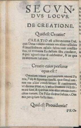Secvndvs Locvs. De Creatione.