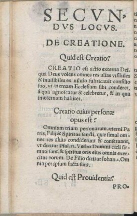 Secvndvs Locvs. De Creatione.