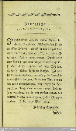 Vorbericht zu der dritten Ausgabe