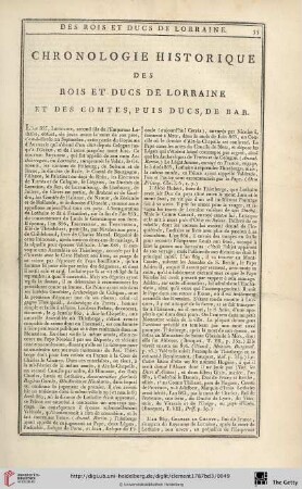 Chronologie historique des rois et ducs de Lorraine et des comtes, puis ducs, de bar