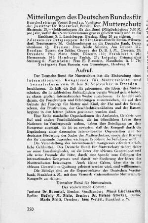 Mitteilungen des Deutschen Bundes für Mutterschutz