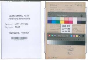 Entnazifizierung Heinrich Goebbels , geb. 25.06.1909 (Geschaeftsfuehrer)
