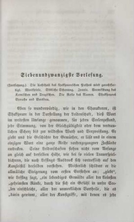 Siebenundzwanzigste Vorlesung