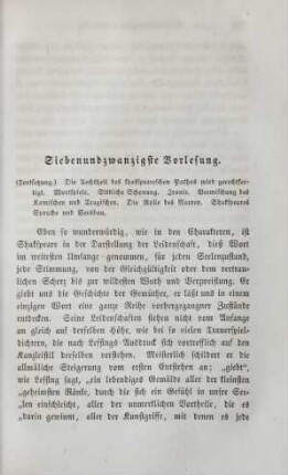 Siebenundzwanzigste Vorlesung