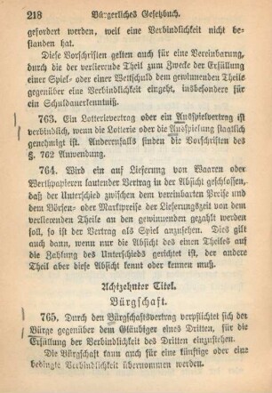 Achtzehnter Titel. Bürgschaft