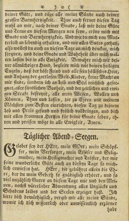 Täglicher Abend-Seegen
