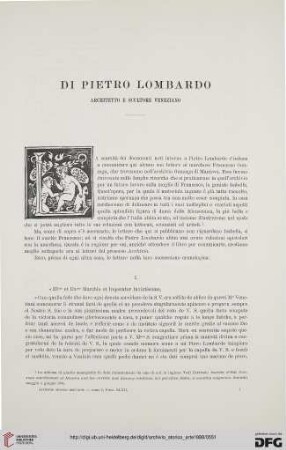 1: Di Pietro Lombardo : architetto e scultore veneziano