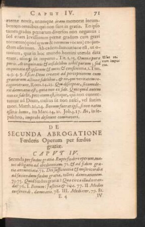 De Secunda Abrogatione Foederis Operum per foedus gratieae. Caput IV.