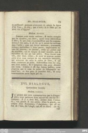 XVI. Dialogue. Quatorzième Journée.