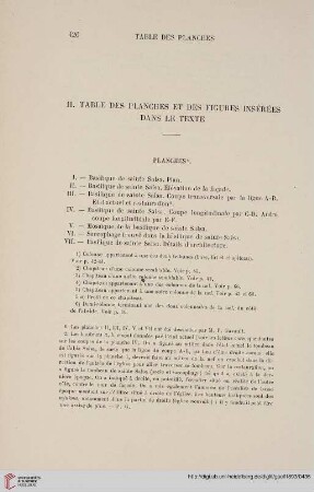 II. Table des planches et des figures insérées dans le texte