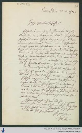Brief vom 22.04.1905.