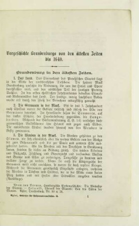 Brandenburg in den ältesten Zeiten bis 1640