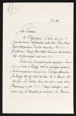 Brief von Rudolf G. Binding an Margarete Hauptmann
