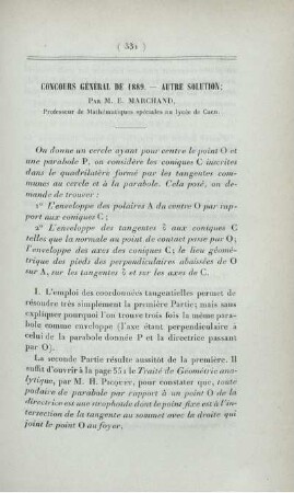 Concours général de 1889. - Autre solution.