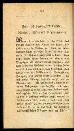 Fünf und zwanzigstes Kapitel. Lebensart, Sitten und Regierungsform.