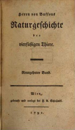 Herrn von Buffons Naturgeschichte der vierfüßigen Thiere, 19