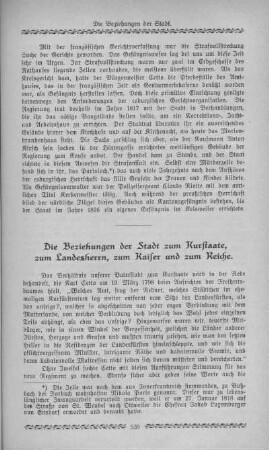 Die Beziehung der Stadt zum Kurstaate, zum Landesherrn, zum Kaiser und zum Reiche.