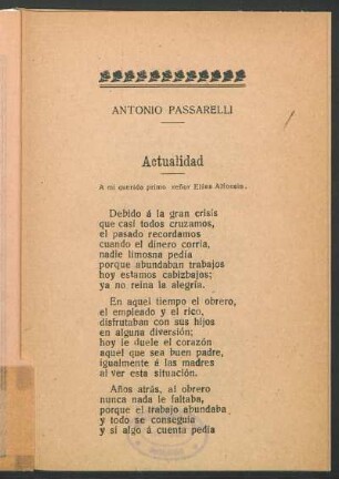 Actualidad : A mi querido primo señor Elías Alfonsìn.