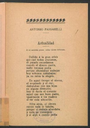 Actualidad : A mi querido primo señor Elías Alfonsìn.