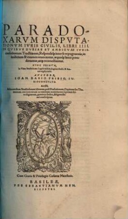 Paradoxarum disputationum iuris civilis libri IIII