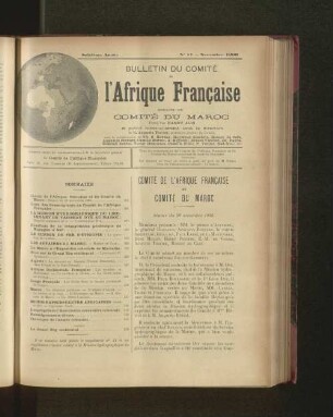 Comité De L'Afrique Francaise Et Comité Du Maroc.