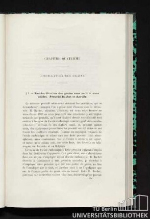 Chapitre quatrième. Distillation des grains