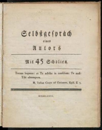 Selbstgespräch eines Autors : Mit 45 Scholien.