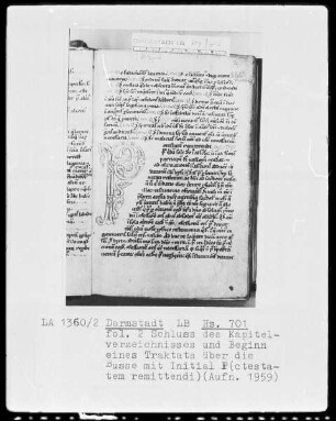 Exzerpte aus Origines und anderen Vätern De peccatis — Initiale P(otestatem remittendi), Folio 2recto