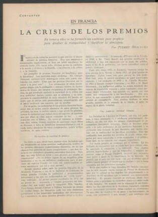 En Francia : La crisis de los premios