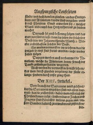 Der XIII. Artickel.