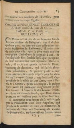 Conversion du Prince Ernest Landgrave de Hesse Reinfeld, Frere de Guillaume V. & Oncle de Guillaume VI.