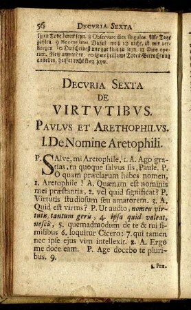Decuria Sexta. De Virtutibus.