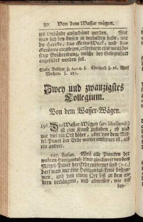 Zwey und zwanzigstes Collegium. Von dem Wasser-Wägen.