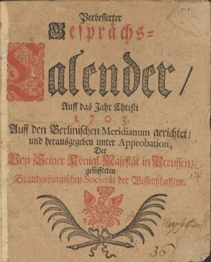 1703: Verbesserter Gesprächs-Calender