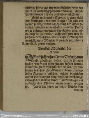Von den Advocaten der Armen