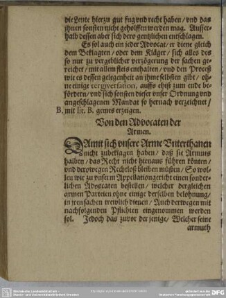 Von den Advocaten der Armen