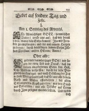 Gebet auf besondere Tag und Feste.
