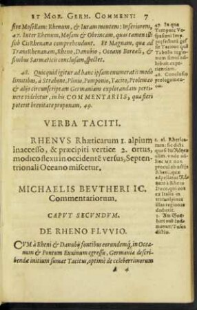 Caput Secundum. De Rheno Fluvio.