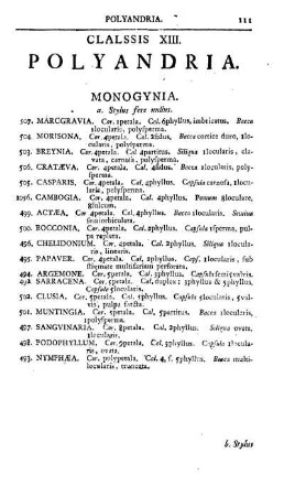 Classis XIII. Polyandria