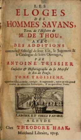 Les Eloges Des Hommes Savans, 3